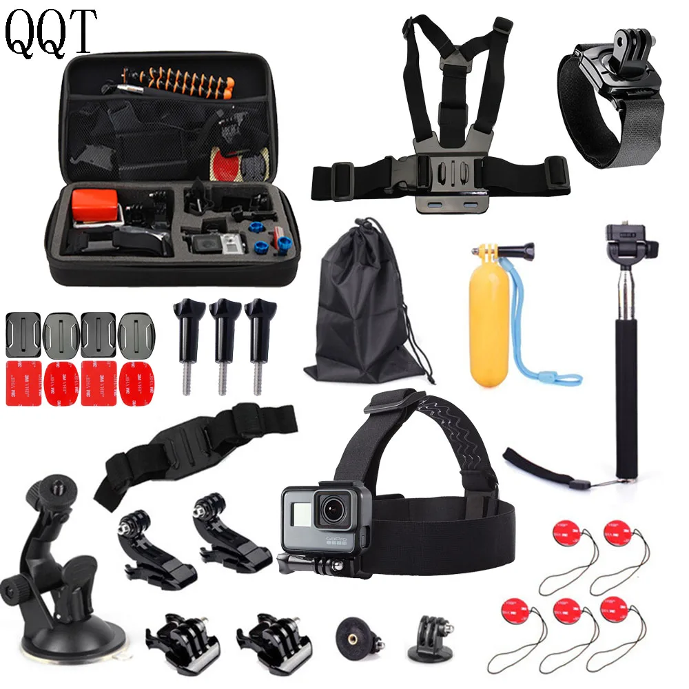 

QQT For Gopro Accessories mounting kit for go pro hero 6 5 4 3+ 3 for xiaomi for yi 4 K SJCAM SJ4000 sj5000 Camera Accessories