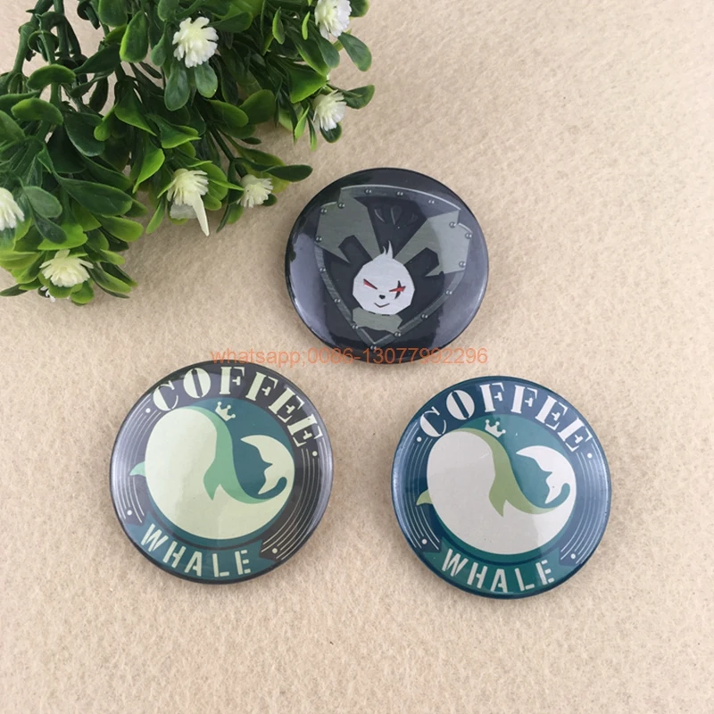 

20pcs custom circle badge Promotion gifts logo printing Round Tin Plate White Plastic Back Pin Button Badge