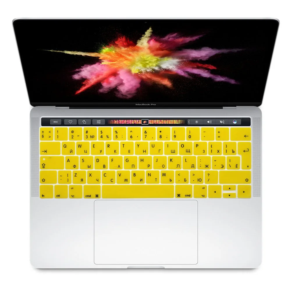 Для Apple 2016 MacBook Pro retina 13 "15" с Touch bar A1706 A1707 силиконовый чехол ЕС русский алфавит клавиатура фильм