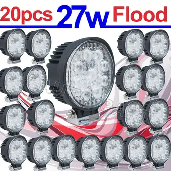 

Tkeapl TMH 20pcs 27W Round flood LED Off road Work Light Lamp 12V 24V for car Truck 4WD 4X4 IP68 waterproof