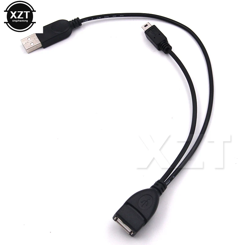 

Mini B USB Male to USB Female Host OTG + USB Power Cable Y Splitter cable for MP3 MP4 Phone
