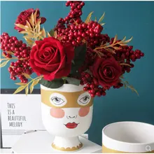 Европейская креативная матовая холодная двухсторонняя керамическая ваза для лица человека искусственная Цветочная композиция настольная горшок домашняя столовая настольная ваза