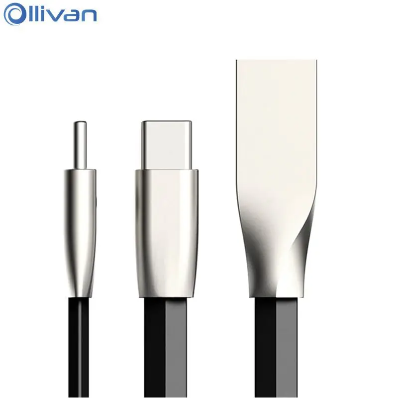 Usb cable type C Zinc Alloy Flat USB Type C cable Durable Data Transmission font b