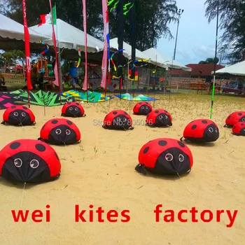 Free shipping high quality creepy soft ladybug kite can walking outdoor toys kite factory model aircraft assembly wei 1