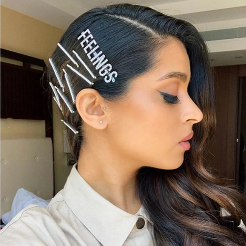 StoneFans 2 шт. блестящие шпильки со стразами в Корейском стиле заколки для девочек хрустальные заколки для волос геометрические заколки аксессуары