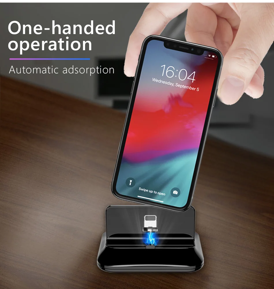 !ACCEZZ 2 in 1 Phone Stand Holder Magnetic Charger For iphone 8 X Plus Universal Type-C Micro USB 8 Pin Desktop Charge For Xiaomi (9)