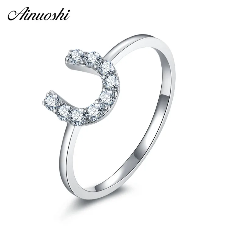

AINUOSHI Women 925 Sterling Silver Wedding Rings Engagement Anniversary Geometry Rings Birthday Party Silver Lover Jewelry Gifts