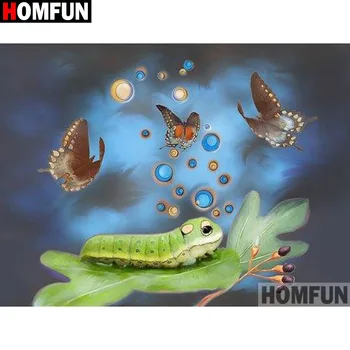 

HOMFUN Full Square/Round Drill 5D DIY Diamond Painting "Worm butterfly" Embroidery Cross Stitch 5D Home Decor Gift A15858