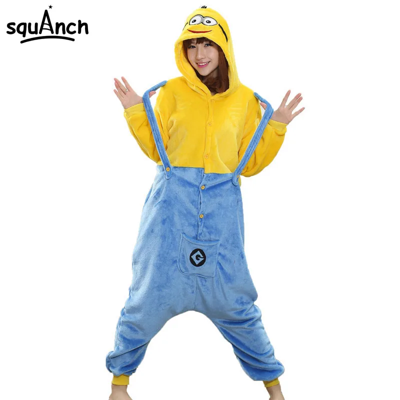 

Women Adult Onesie Minions Pajama Anime Cartoon Costume Funny Jumpsuit Yellow Blue Sleep Wear Carnival Party Suit Games Apparel