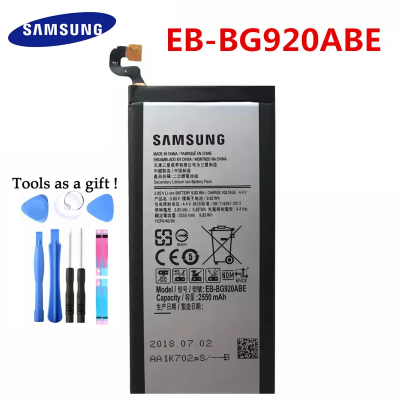 Телефон Батарея EB-BG920ABE для samsung GALAXY S6 G9200 G9208 G9209 G920F G920I G920 G920A G920V G920T G920P 2550 мА-ч