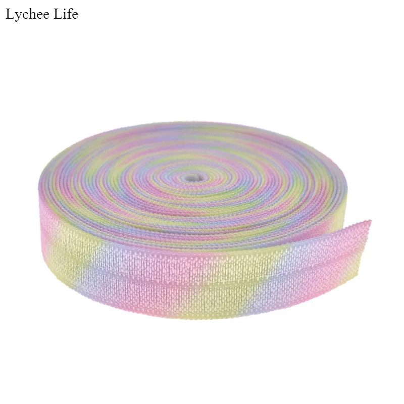 Lychee Life градиент радуги печатные эластичные ленты DIY вечерние украшения Webbings ручной работы украшения бантами для волос