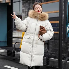 Fashion Simple and elegant Female winter down jacket long multi-pocket Raccoon Fur large fur collar design loose warm coat bosideng large raccoon fur collar fur winter slim medium long thick down coat female duck down jacket warm dark red b1401164z