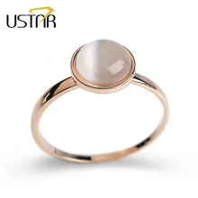 USTAR белый камень Обручальные кольца для женщин ювелирные изделия розовое золото цвет женские кольца для помолвки Anel bijoux вечерние Подарки Высокое качество