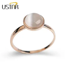 White stone Created Opal Wedding Rings for women Jewelry Rose Gold Plated engagement Ring female Anel bijoux gift top quality S8