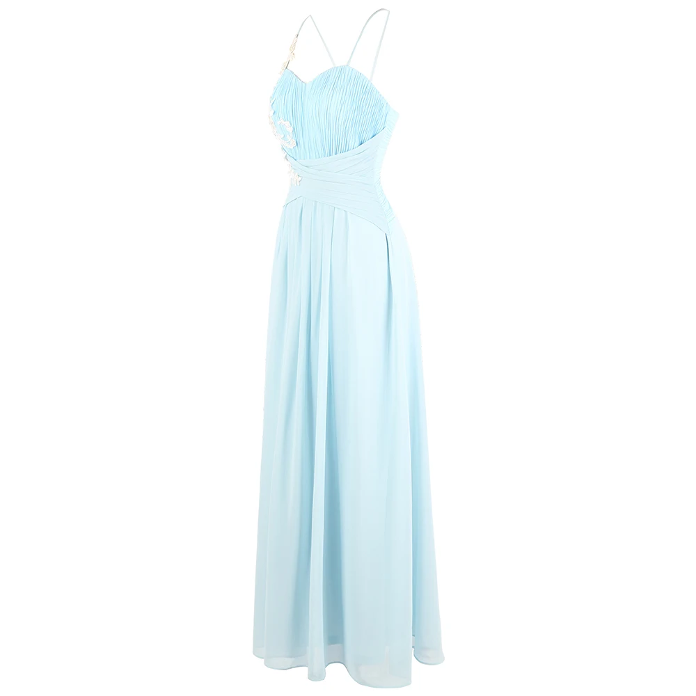 Женское шифоновое платье Angel fashions светильник голубое Плиссированное вечернее на