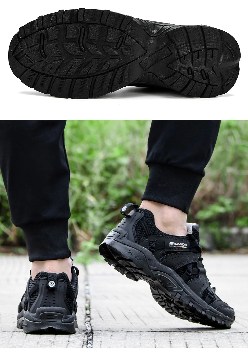BONA/Мужская походная обувь на шнуровке; Мужская Спортивная обувь; уличные беговые треккинговые кроссовки; нескользящая износостойкая удобная обувь для путешествий