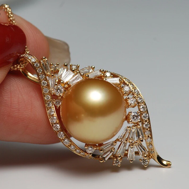 18k gold diamond southsea golden pearl necklace (2)