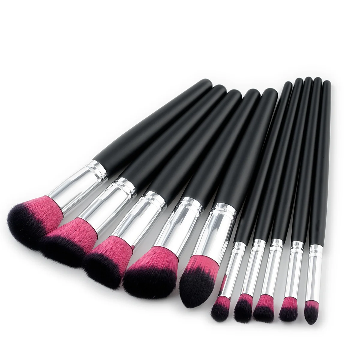 Professional 10 Pcs Makeup Brush Black Pink Hair Pincel Maquiagem