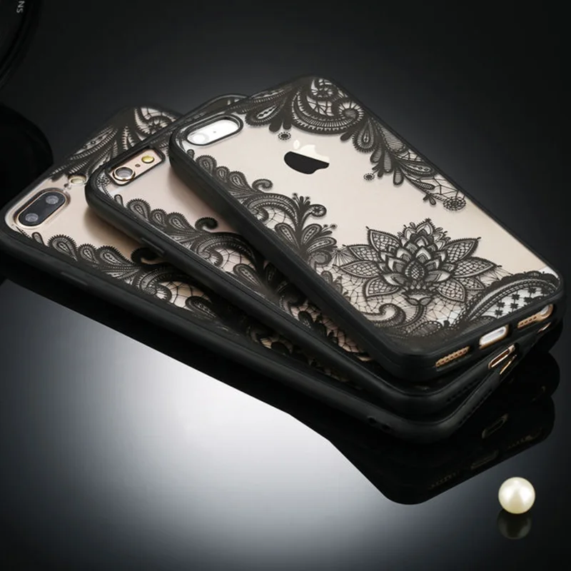 

Sexy Floral Phone Case For Apple iPhone 7 8 6 6s Plus Lace Flower Hard PC Cases Back Cover For iPhone X XR XS Max