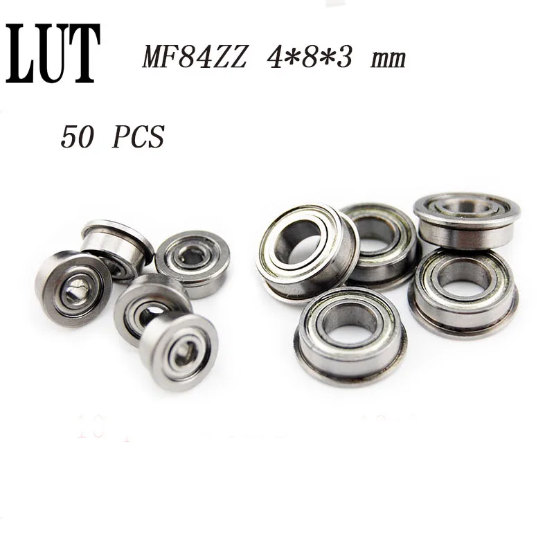 50pcs MF84ZZ MF84 ZZ 4x8x3mm Miniature Flange Bearing Thin Wall Deep