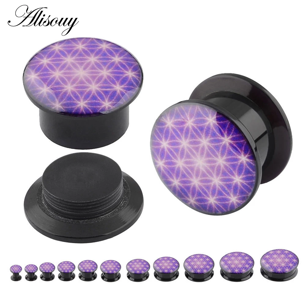 Alisouy Black Acrylic Ear Plugs Tunnels Ear Stretchers Expander Plugs
