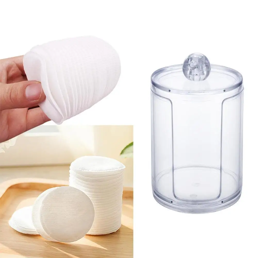 

50PCS Makeup Cotton Swab Wipes Pads Makeup Cosmetic Cleaning tool With Clear Acrylic Holder Cotton pad Organizer Box Case