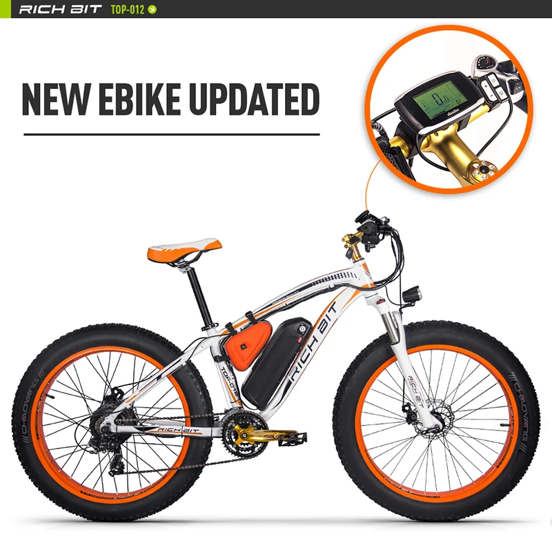 Clearance RichBit New RT-012 Plus Powerful Electric Bike 21 Speed 17AH 48V 1000W Fat Tire Ebike With Computer Speedometer electric Odomet 1