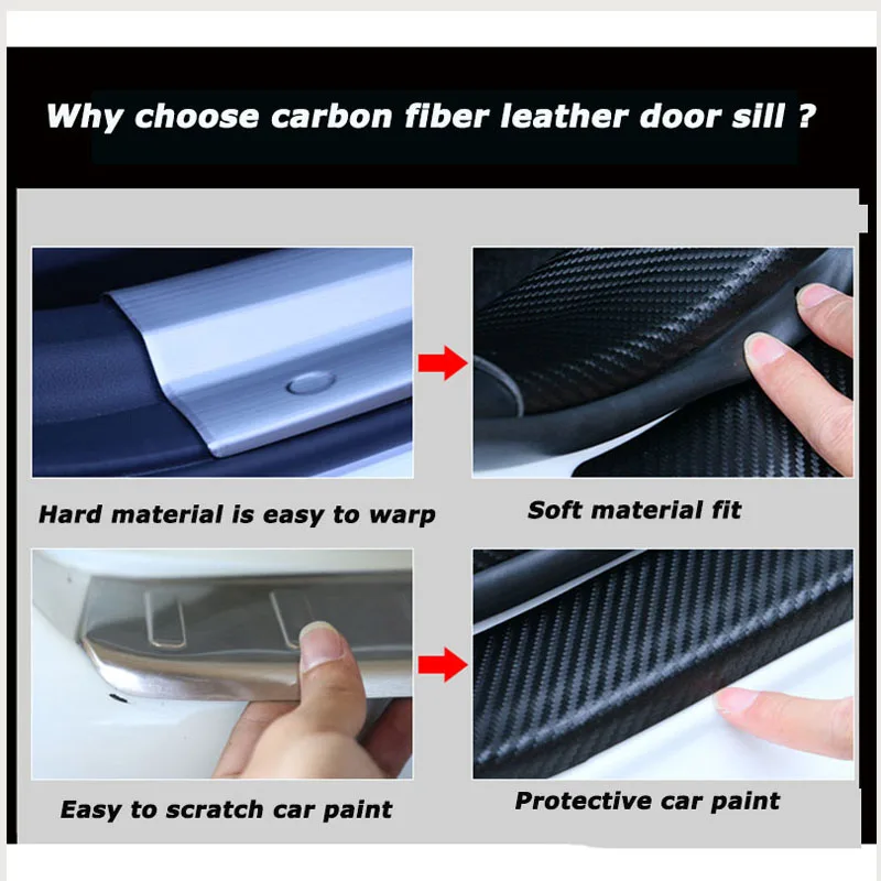 Для Kia Picanto Накладка на порог двери автомобиля порога Шаг пластины из углеродного волокна из искусственной кожи автомобиля-Стайлинг