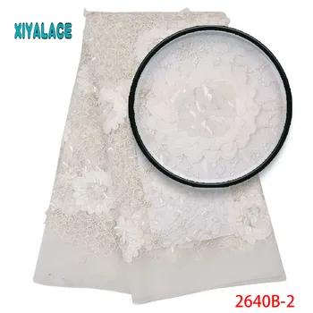 

2019 New style French net lace fabric 3D flower African tulle mesh lace fabric high quality lace nigerian lace fabric YA2640B-2