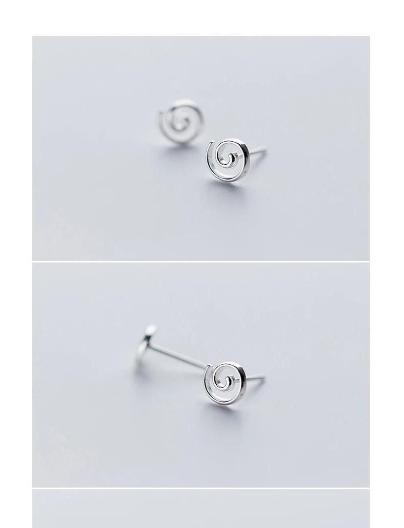 MloveAcc 925 пробы серебряные круглые Спиральные серьги-гвоздики для женщин Креативный дизайн модные ювелирные изделия