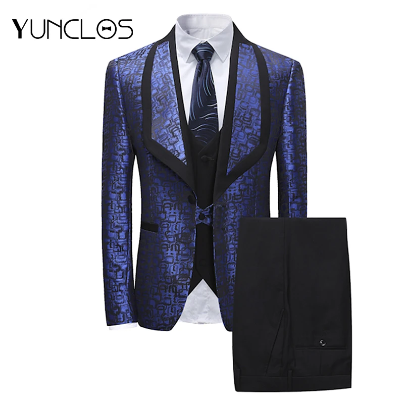 YUNCLOS 2019 Newest Wedding Party Suits Men's Slim Fit Wedding Suits Fashion Party Suits 3 Pieces Prom Suits with Pant For Men YUNCLOS 2019 Newest Wedding Party Suits Men's Slim Fit Wedding Suits Fashion Party Suits 3 Pieces Prom Suits with Pant For Men