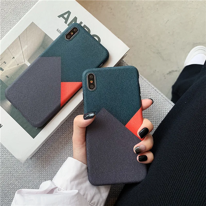 

Retro Geometric Splice Phone Case For iphone X XS Max XR Soft Cases Fashion Silk Pattern Cover For iphone 8 6 plus 6s 7 Capa