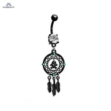 Dreamer чистая черный череп пирсинг пупка Кольца для пупка тело пирсинг пупка сексуальные листья пупка пирсинг ювелирные изделия M281
