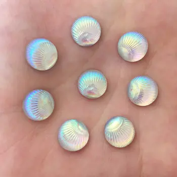 

Hot 80PCS AB Resin 10mm Round Shell Flatback Rhinestone Scrapbook Wedding Crafts W012*2