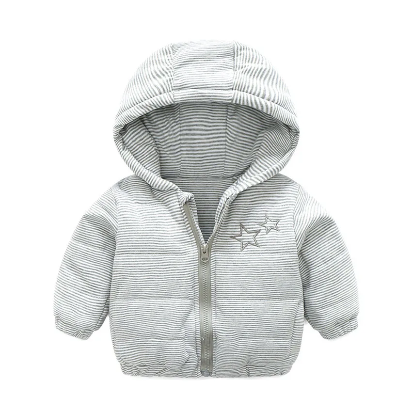 Benemaker/новые детские зимние куртки высокого качества в полоску для девочек и мальчиков; детская одежда; теплая верхняя одежда; ветровка; Детские пальто; YJ089 - Цвет: Grey
