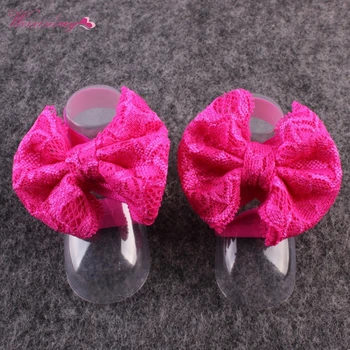 

Newborn Baby Toddler Girls Elestic Band Barefoot Sandals Blooms Foot Bowknot