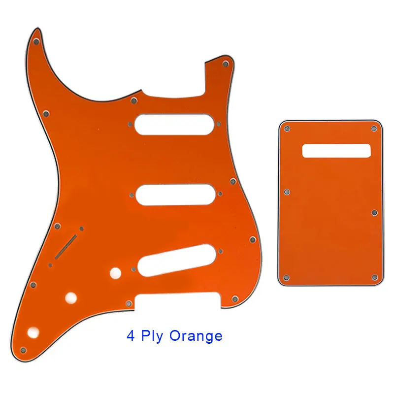4Ply Orange Запчасти для гитары-для США Fd левша Страт 72' 11 винтовое отверстие для гитары Pickguard& задняя пластина с царапиной пластиной несколько цветовых вариантов - Цвет: 4Ply Orange