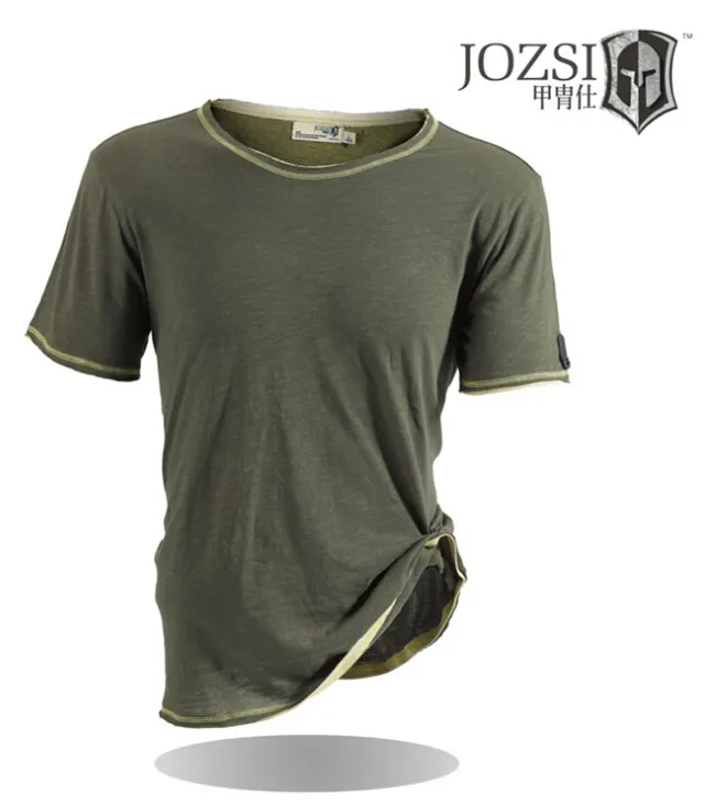 Самая дешевая! Новинка года, футболка для мужчин, брендовая футболка JOZSI с коротким рукавом, футболка в стиле рок, хлопковая быстросохнущая Спортивная футболка для походов - Цвет: armygreen