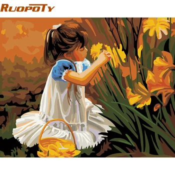 

RUOPOTY Flowers Girls Diy Painting By Numbers Wall Art Hand Painted On Canvas Home Decor Artwork For Living Room Decoration 4050