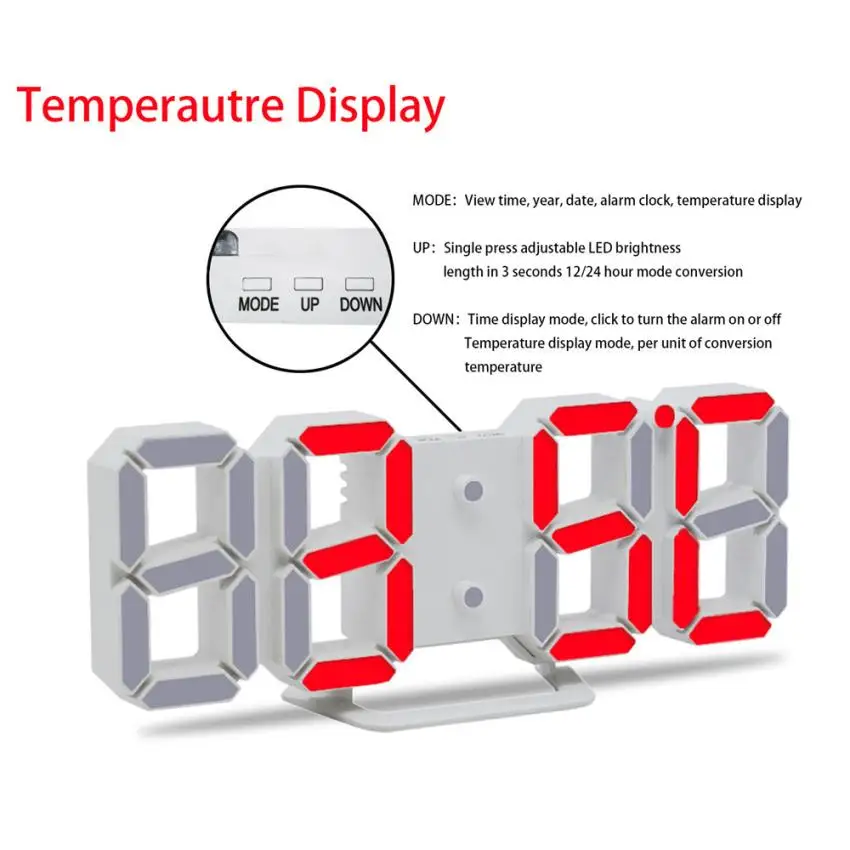 Современные настольные часы 1 светодио дный шт. цифровые светодиодные настольные ночные настенные часы Будильник цифровые часы дисплей