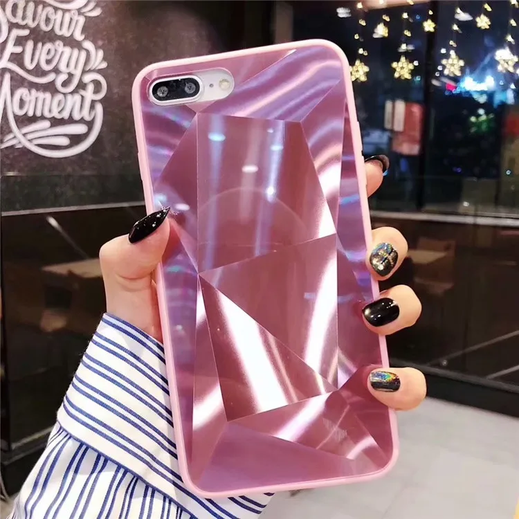 

Luxury 3D Diamond Patterned case For iPhone 7 Cover For iphone X 6 6s 7 8 Plus Xs Max XR Glitter Coque Mirror Texture Phone Case