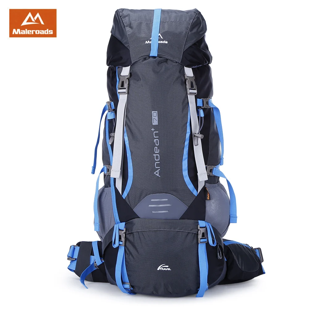 

Maleroads 70L Outdoor Sports Backpack Hiking Camping Bag Water Resistant Nylon Bike Rucksack with Rain Cover 2 Colors