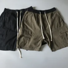 Летние текстурированные Хлопковые Бриджи Kanye с эластичной резинкой на талии, шаровары, Короткие уличные