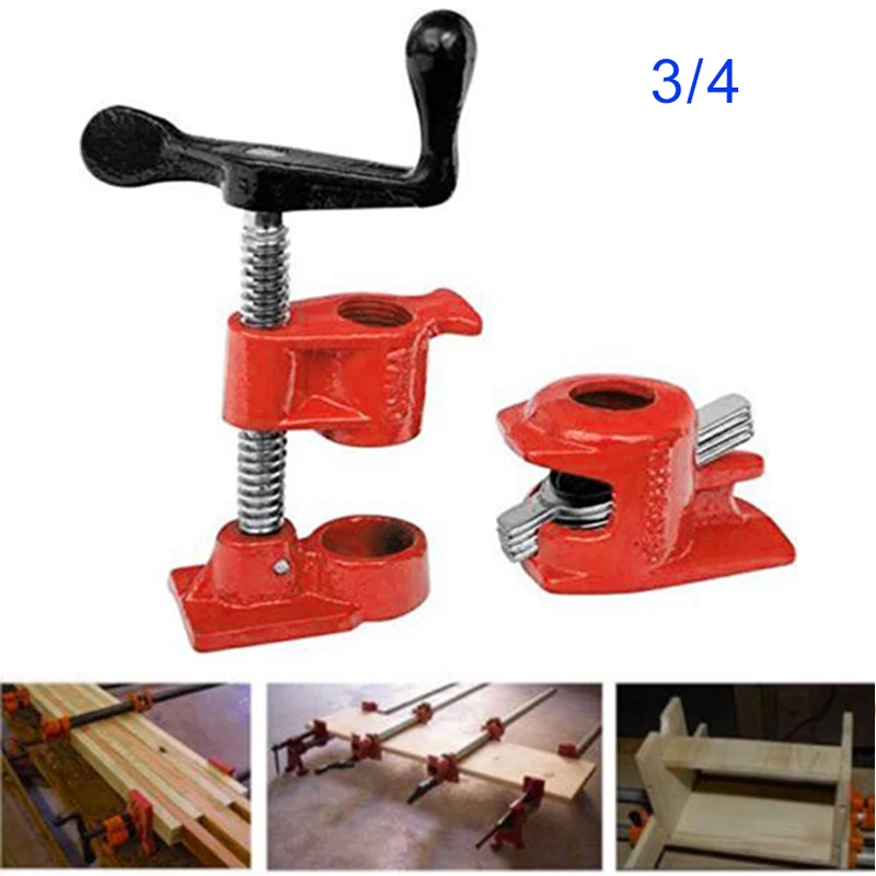 

1* 3/4inch Wood Gluing Pipe Clamp Set Cast Iron Matel Woodworking Carpenter Tool