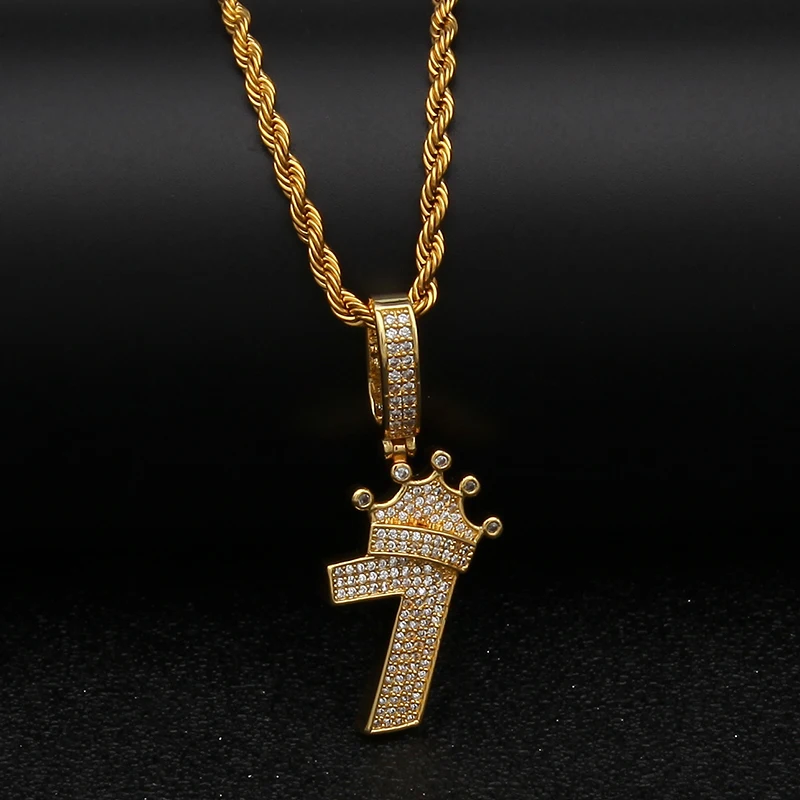 Bling Bling Number 7 With Crown 