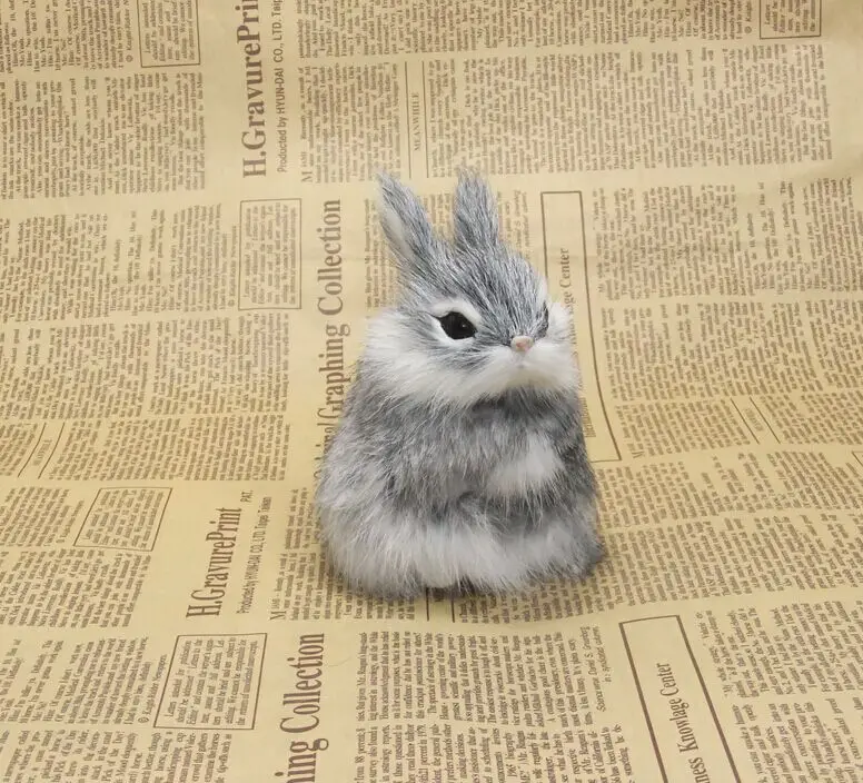 Серый Моделирование Кролик игрушка полиэтилена и мех небольшой приседая Кролик модель подарок, о 12x8x7cm143