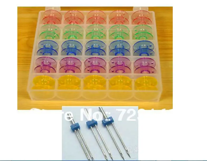 Распродажа Пластик пустой корпус катушки+ 3 шт./компл. twin двойной иглой Размеры 2.0/90, 3.0/90, 4.0/90 Вышивание машины Вышивка Крестом Иглы Шпильки
