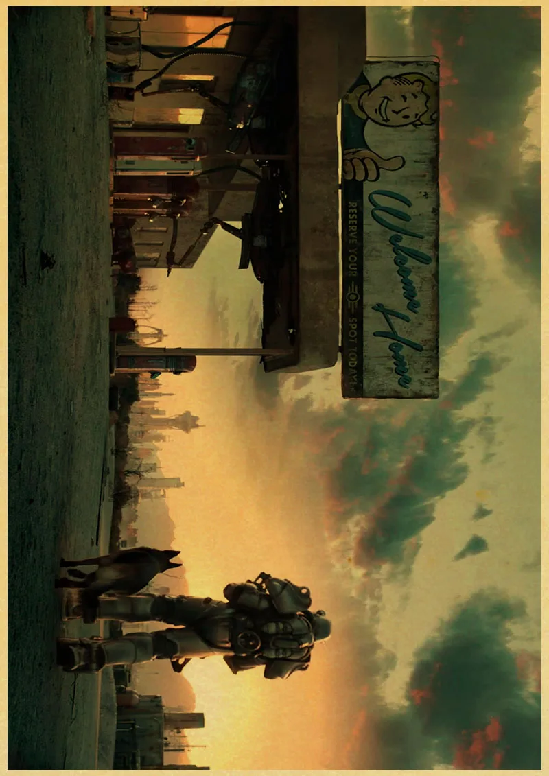 Винтаж Fallout 3 4 игры ретро плакаты домашний декор крафт классические обои высокое качество живопись - Цвет: M037
