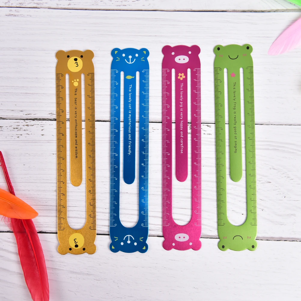 

Cute Kawaii Korean Animal Cartoon Frog Bear Pig Cat Metal Paper Clip Ruler For Children Kid Office School Supplies Stationery