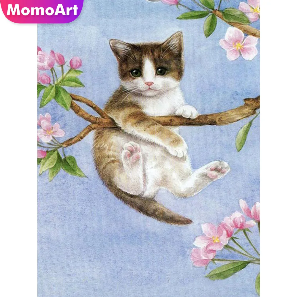

MomoArt Diamond Embroidery Cat Diamond Painting Full Square Rhinestone Diamond Mosaic Cross Stitch Animal Home Decor